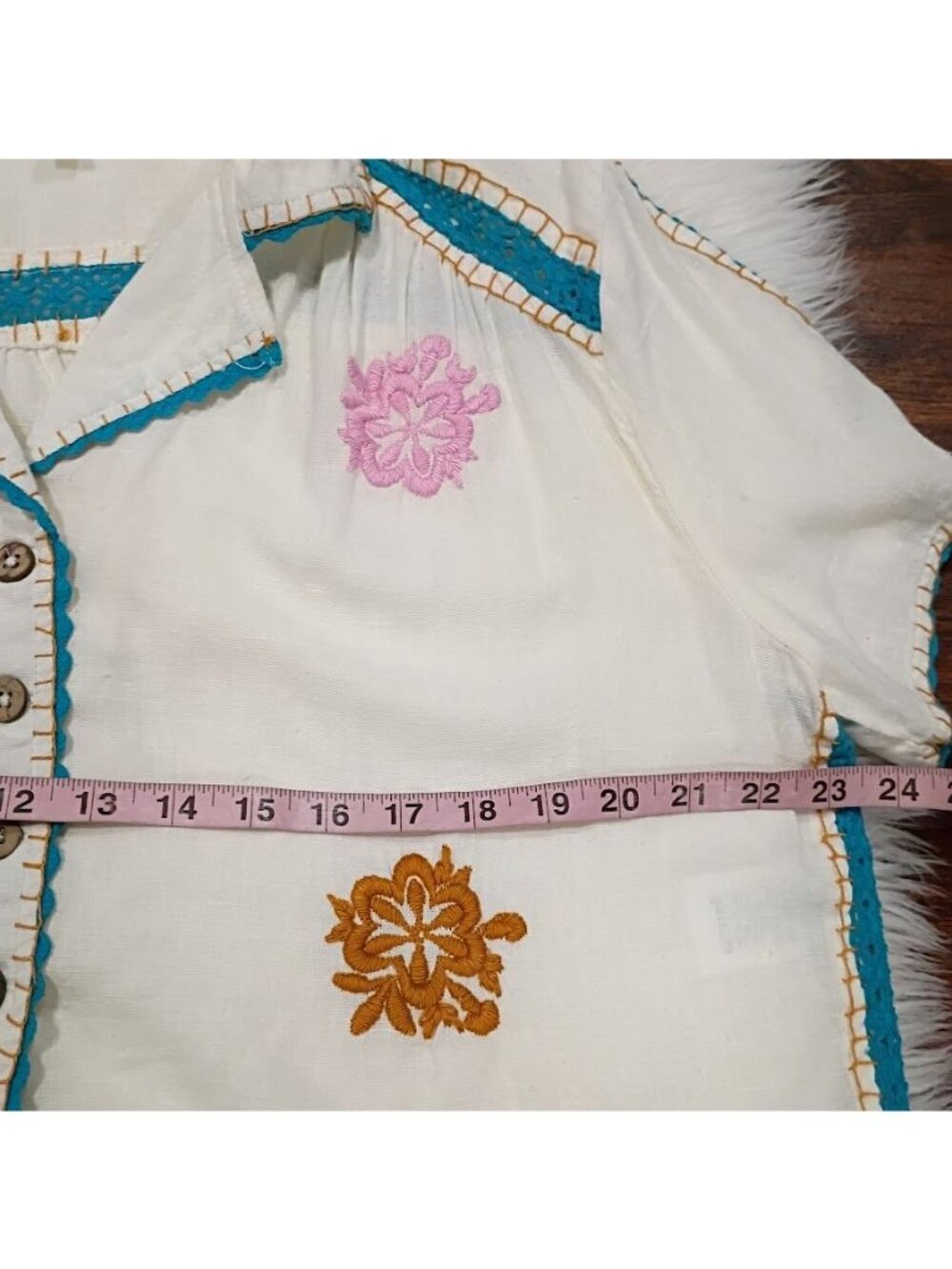 Urban Outfitters Embroidered Cropped SZ S Boho Festival Lagenlook Shirt - Picture 8 of 13